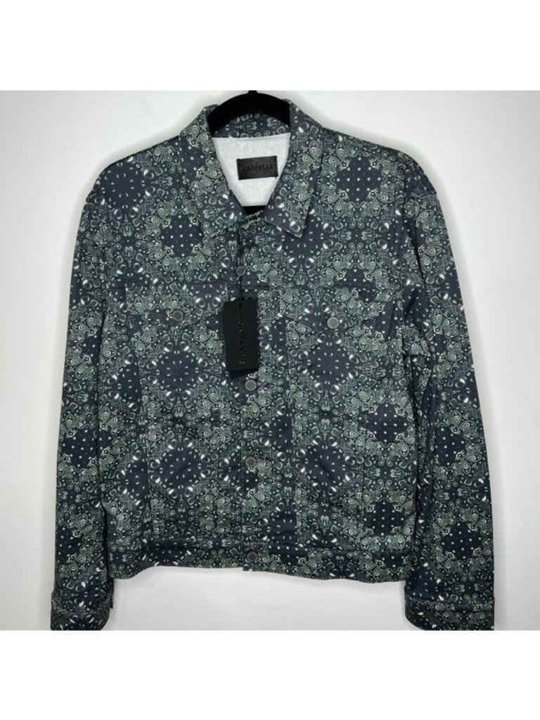 Monfrere Dean Bandana Print Trucker Jacket Blue Menâs Small